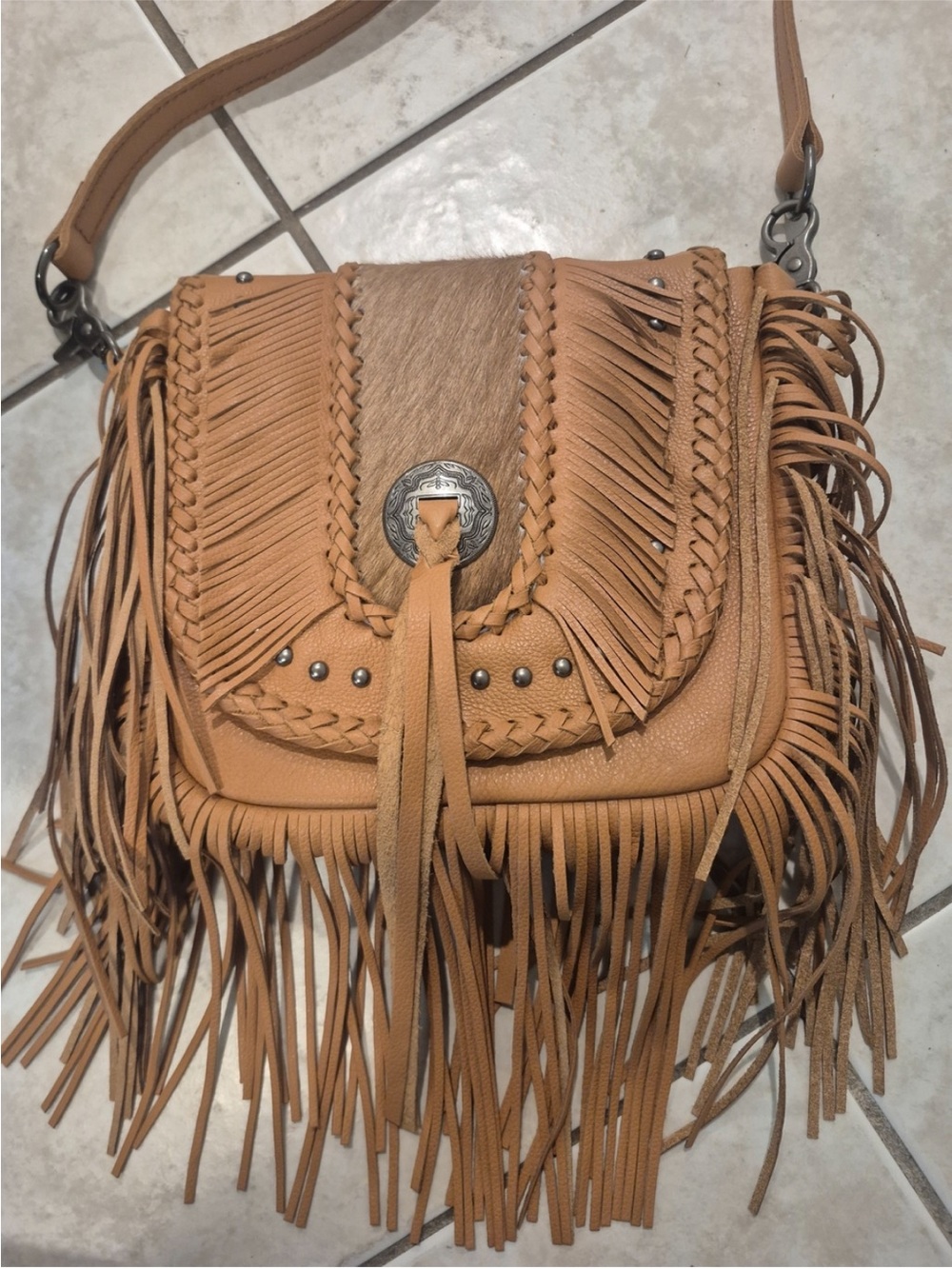 Western Fringe Cowhide Crossbody Bag